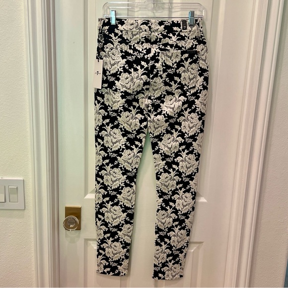 7 FOR ALL MANKIND Lace Floral BLACK & WHITE SKINNY PANTS / JEANS | Sz 29 - Picture 5 of 12